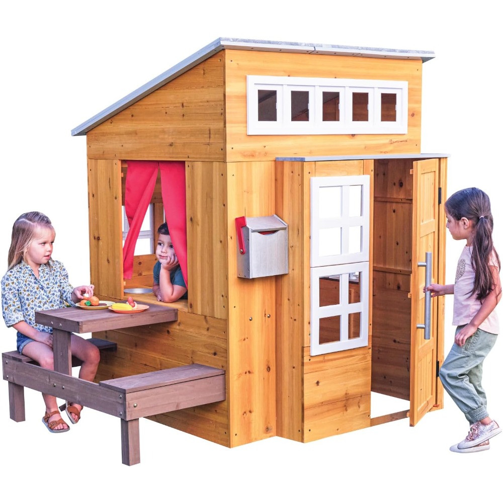 Kids Outdoor Picnic Table - Современный уличный деревянный игровой комплекс для