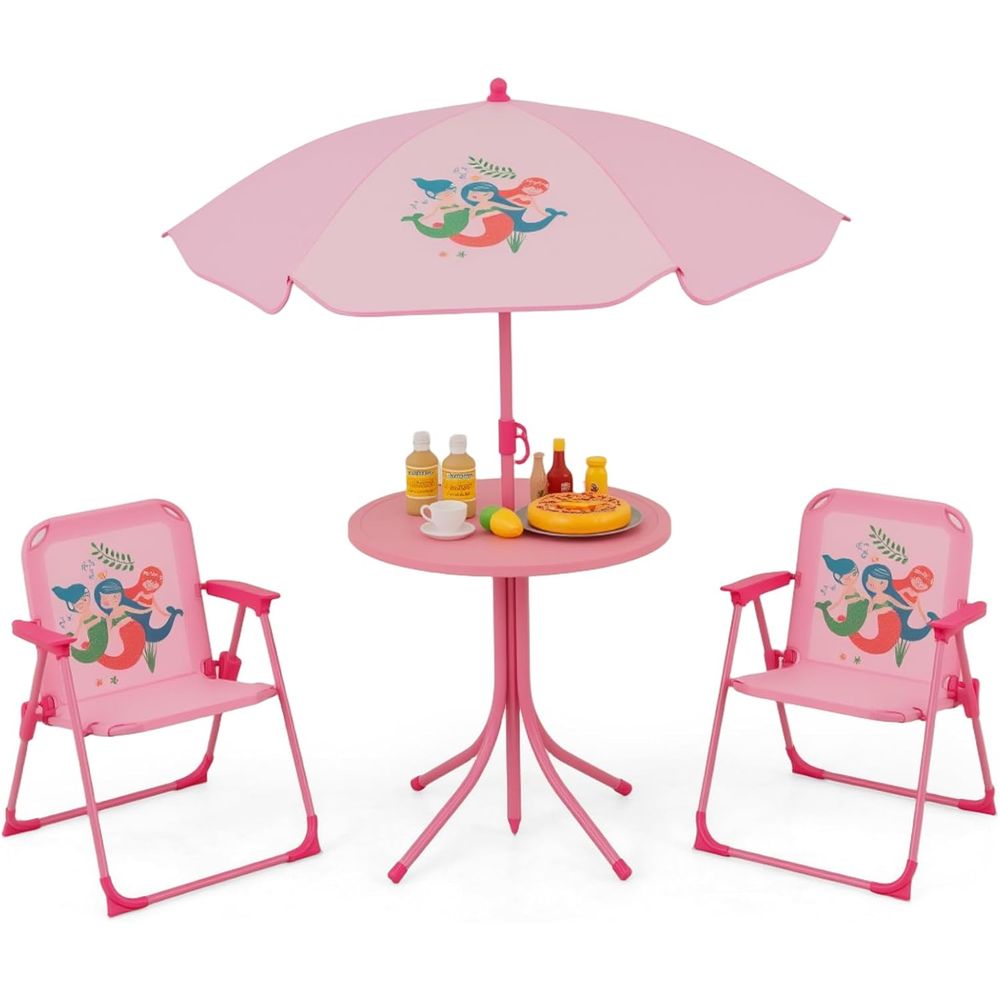 Kids Outdoor Table And Chairs With Umbrella - Детский стол для пикника, детский уличный