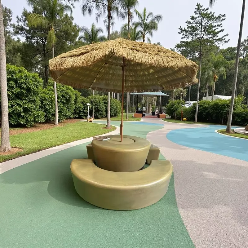 Kids Outdoor Table And Chairs With Umbrella - Современный уличный комплект: круглый стол и