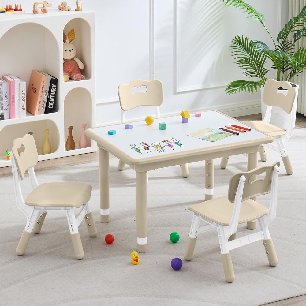 Kids Outdoor Table And Chairs - Детский стол и 4 стула, регулируемая
