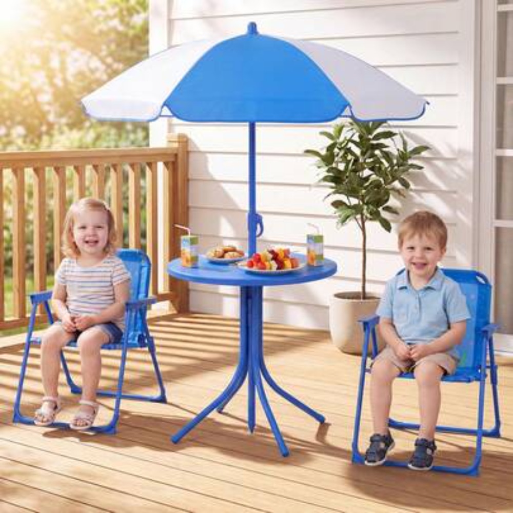 Kids Outdoor Table And Chairs With Umbrella - Детский стол для пикника с двумя
