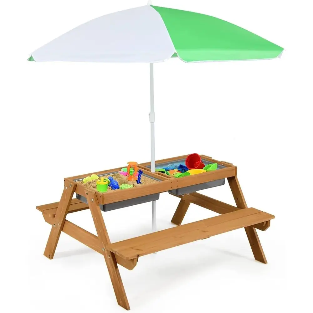 Деревянный столик 4-в-1 для иг – обзор и цена Kids Outdoor Picnic Table