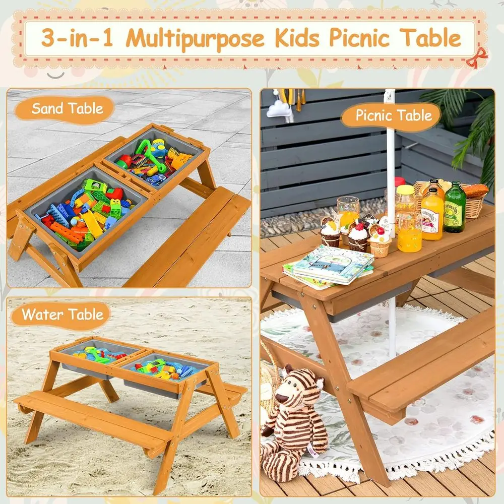 Деревянный столик 4-в-1 для иг – обзор и цена Kids Outdoor Picnic Table