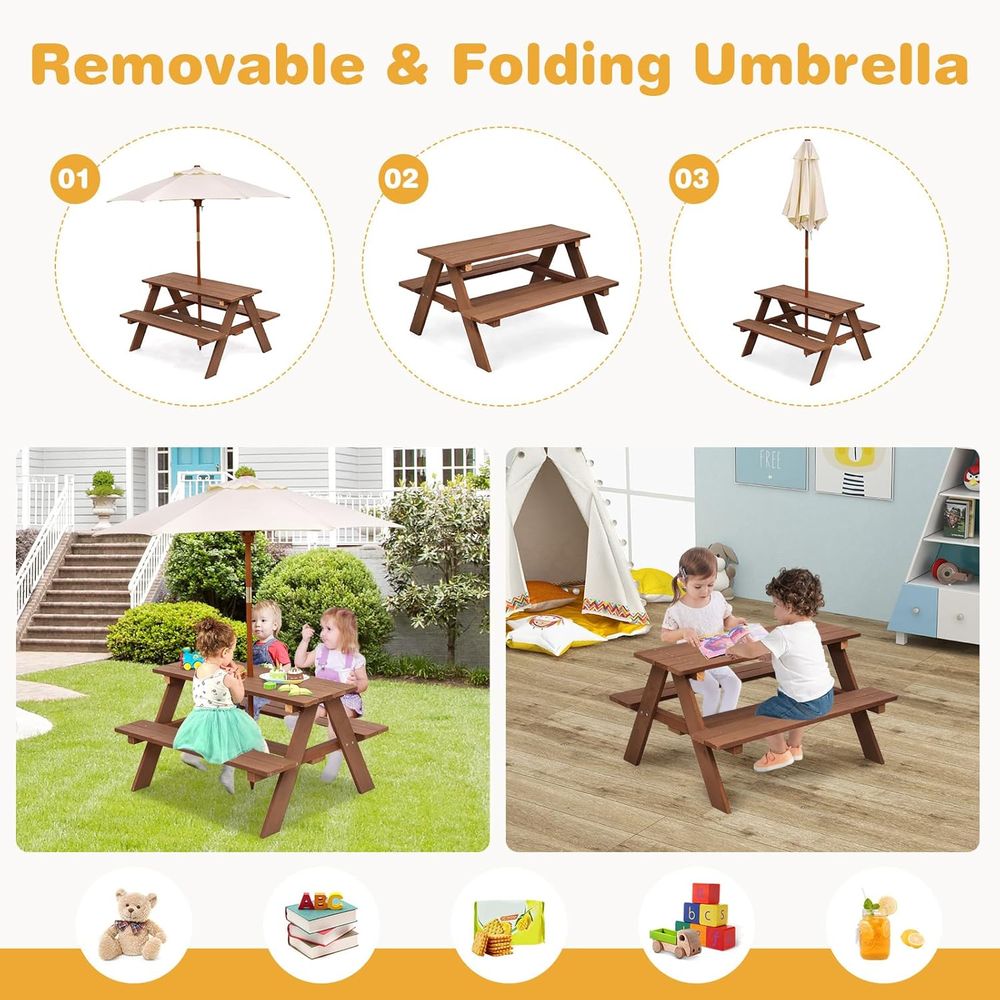 Детский стол для пикника из де – обзор и цена Kids Outdoor Table And Chairs With Umbrella