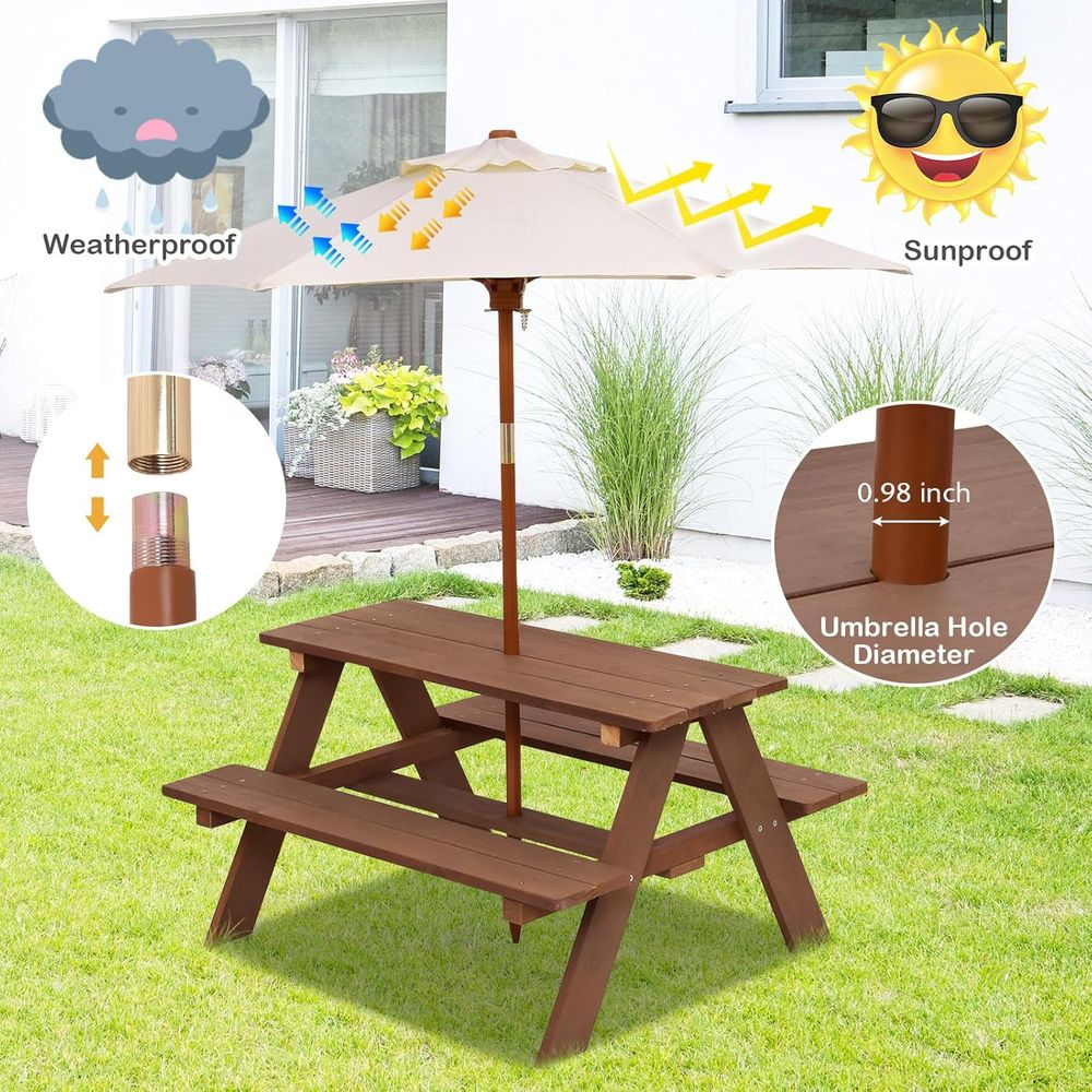 Детский стол для пикника из де – обзор и цена Kids Outdoor Table And Chairs With Umbrella