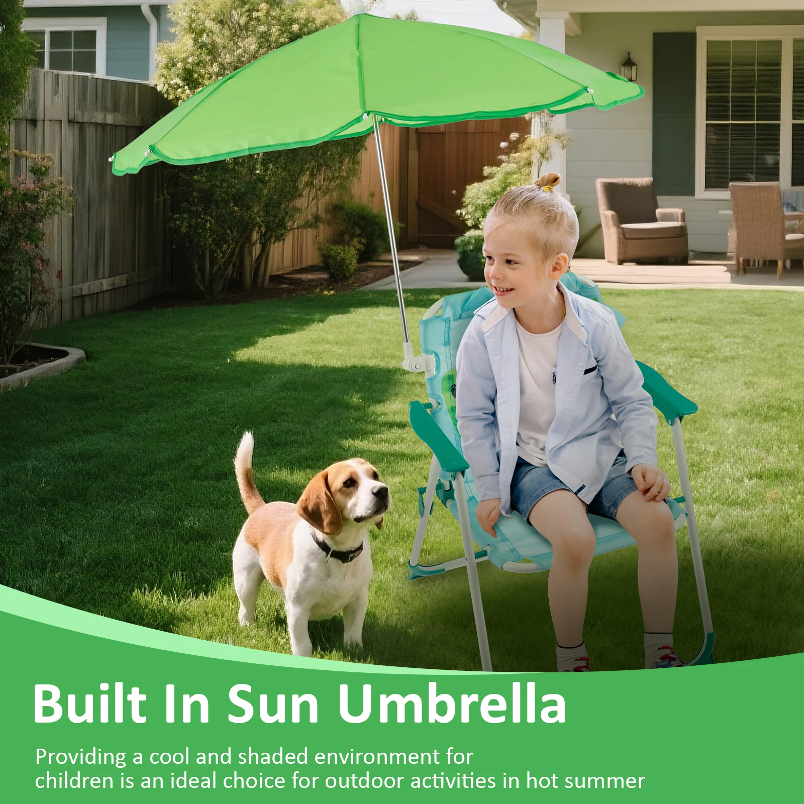 Детский складной шезлонг с зон – обзор и цена Kids Outdoor Lounge Chair With Umbrella