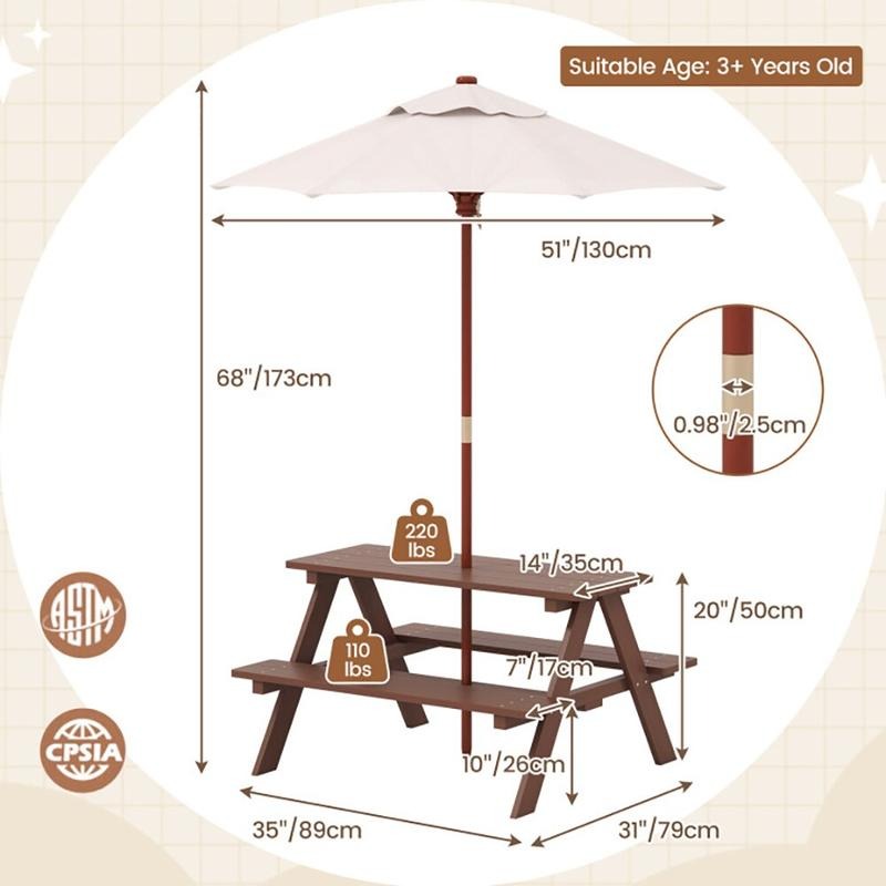 Уличный набор для пикника: 4-м – обзор и цена Kids Outdoor Picnic Table